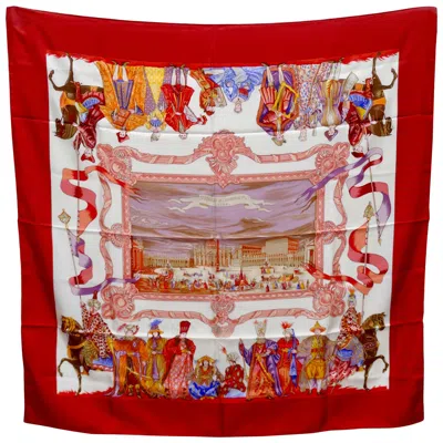 Pre-owned Hermes 'turqueries En L'honneur De Mr Le T' Scarf In Red