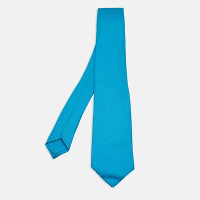 Pre-owned Hermes Hermès Turquoise Cravate New Faconnee Silk Classic Tie In Blue
