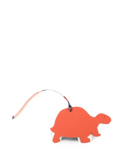 Pre-owned Hermes Turtle Epsom Leather Charm In Orange