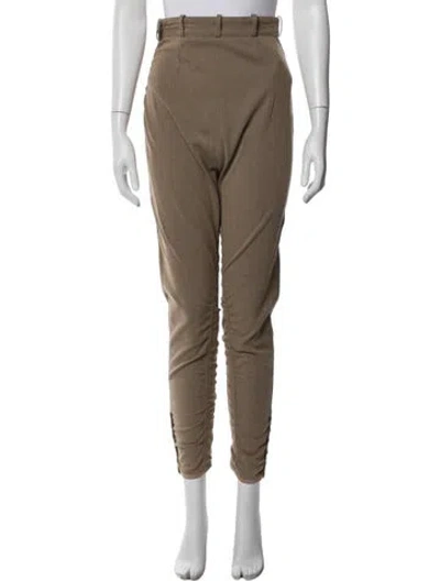 Pre-owned Hermes Tweed Pattern Skinny Leg Pants In Brown