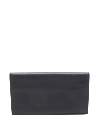 Pre-owned Hermes Twill Long Bifold Wallet In Black