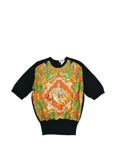 Pre-owned Hermes Twillaine Short-sleeve Top In Black