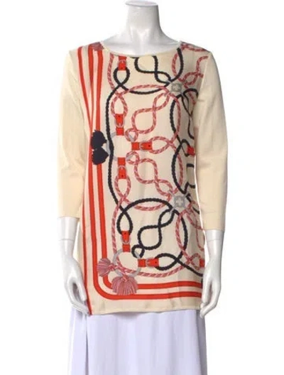 Pre-owned Hermes Twillene Cordeliere Virgin Wool Tunic In Neutral