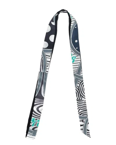 Hermes Hermès Twillon Jeu De Soie Gris Noir Twilly Scarf (authentic Pre-loved) In Multi
