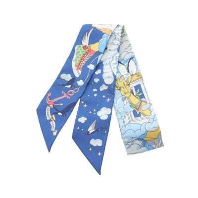 Pre-owned Hermes Twilly Blue Silk Scarf () In Multi