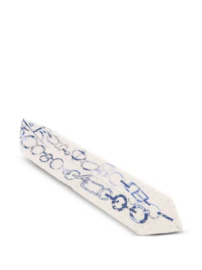Pre-owned Hermes Twilly Embroidered Scarf In Blue