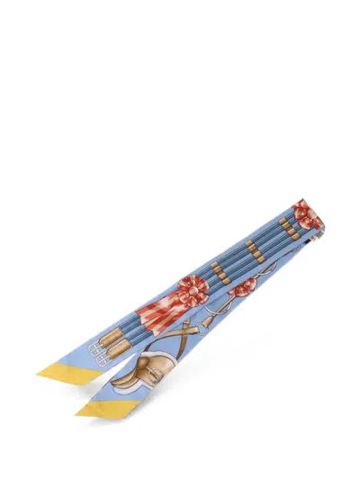 Pre-owned Hermes Twilly Jumping Scarf In Blue