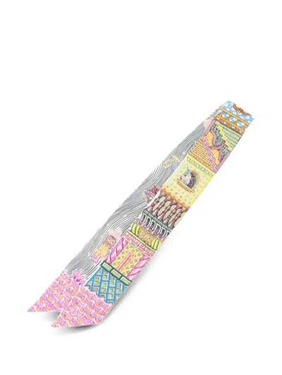Pre-owned Hermes Twilly Print-detail Scarf In Pink