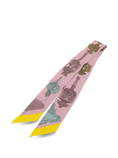 Pre-owned Hermes Twilly Print-detail Scarf In Purple