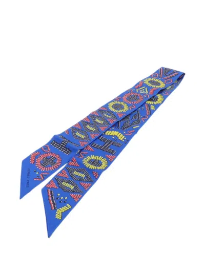 Pre-owned Hermes Twilly Scarf In Blue