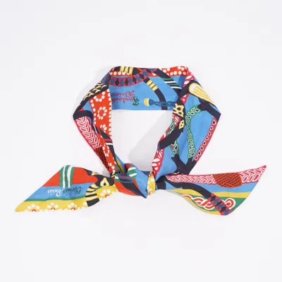 Pre-owned Hermes Twilly Scarf Multi Coloured Pattern Silk
