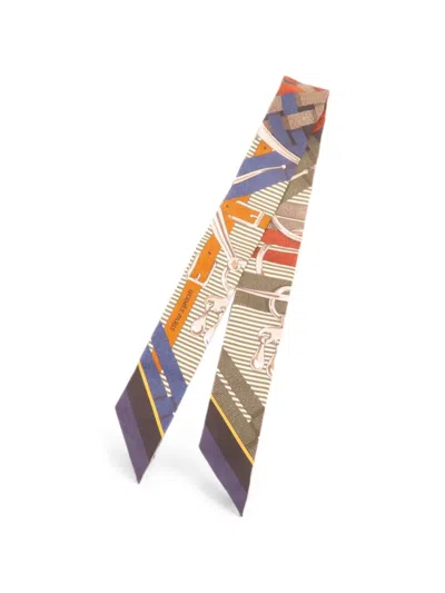 Pre-owned Hermes Twilly Scarf In Neutral