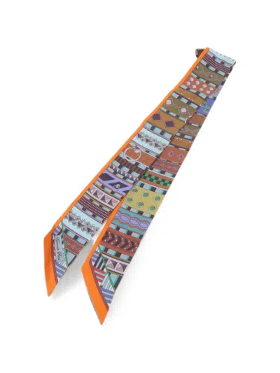 Pre-owned Hermes Twilly Scarf In Orange