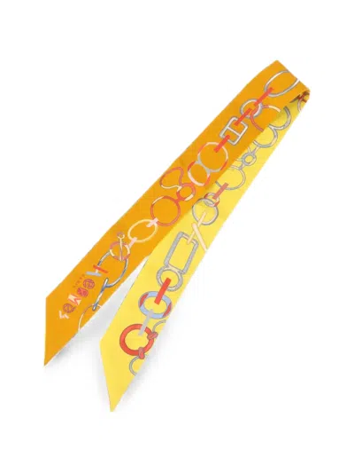 Pre-owned Hermes Twilly Scarf In Orange