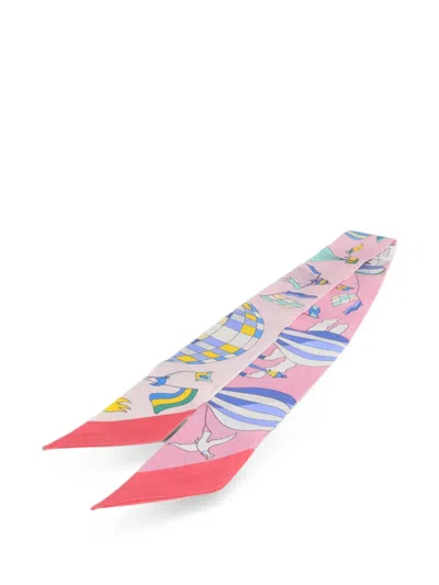 Pre-owned Hermes Twilly Scarf In Pink