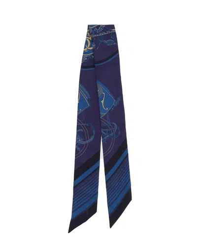 Pre-owned Hermes Hermès Twilly Silk Scarf In Blue
