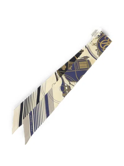 Pre-owned Hermes Twilly Silk Scarf In Neutral