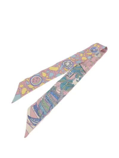 Pre-owned Hermes Twilly Silk Scarf In Pink