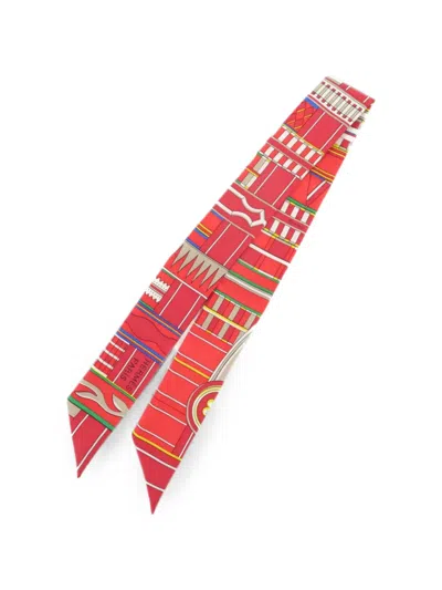Pre-owned Hermes Twilly Silk Scarf In Red