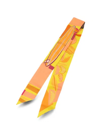 Pre-owned Hermes Twilly Silk Scarf In Yellow