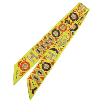 Pre-owned Hermes Twilly Yellow Silk Scarf () In Multi