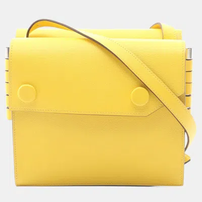 Pre-owned Hermes Twins Jaune De Naples Evercolor Leather Shoulder Bag In Yellow
