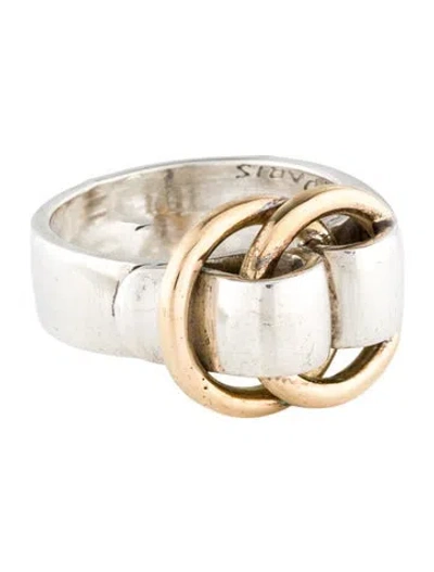 Pre-owned Hermes Two-tone Deux Anneaux Ring In Multi