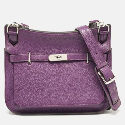 Pre-owned Hermes Ultraviolet Togo Leather Palladium Finish Jypsiere 28 Bag In Purple