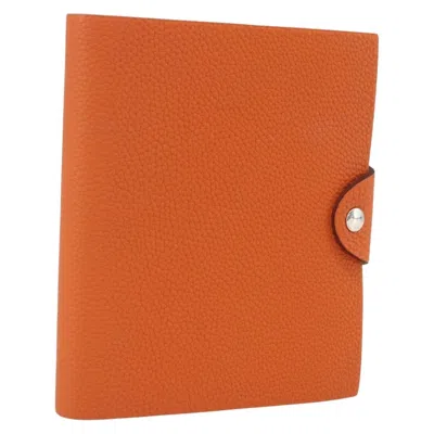 Pre-owned Hermes Ulysse Agenda Cover Leather Orange Leather Clutche & Pouche Bag ()