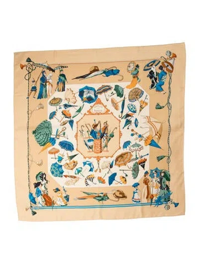 Pre-owned Hermes Umbrelles Et Parapluies Silk Scarf In Yellow