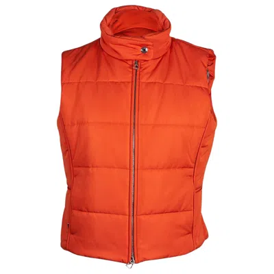 Pre-owned Hermes Unisex Sleeveless Orange Puffer Vest L New