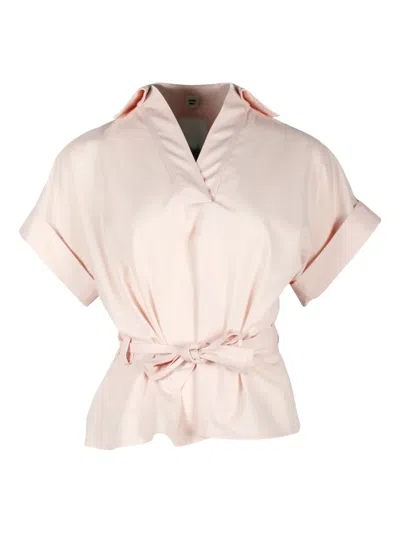 Pre-owned Hermes V-neck Belted Blouse In Pink