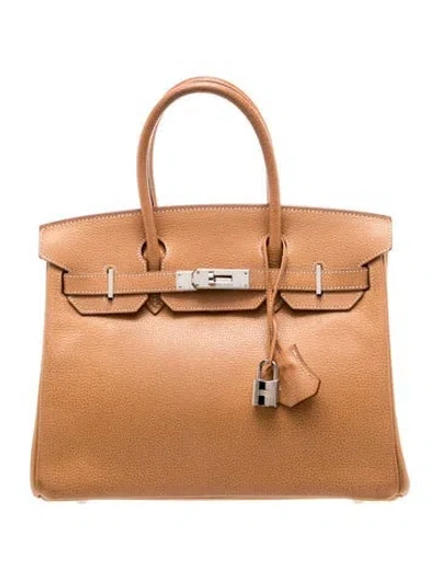 Pre-owned Hermes Vache Liegee Birkin 30 In Neutral
