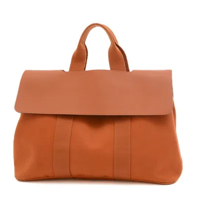 Hermes Hermès Valparaiso Orange Canvas Tote Bag ()