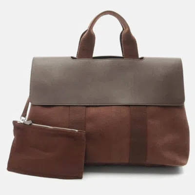 Pre-owned Hermes Hermès Valparaiso Mm Brown Leather Handbag