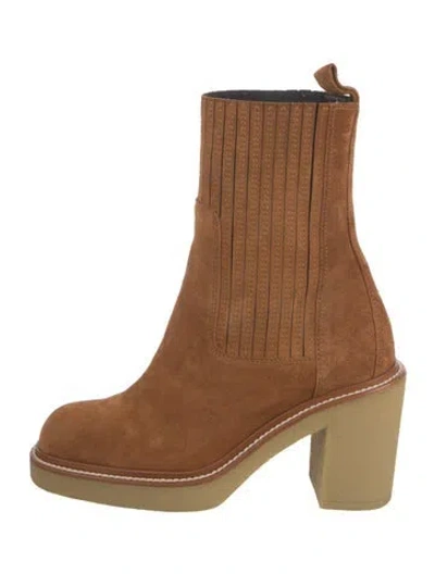 Pre-owned Hermes Vandale Suede Boots In Neutral