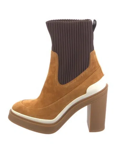 Pre-owned Hermes Vandale Suede Sock Boots In Brown