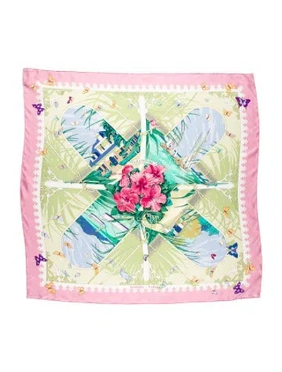 Pre-owned Hermes Varangues Silk Scarf In Pink
