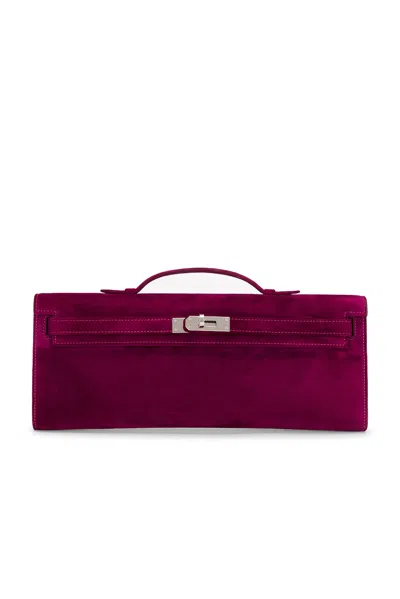 Pre-owned Hermes Veau Doblis Kelly Cut Pochette In Anemone