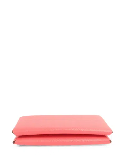 Pre-owned Hermes Veau Epsom Card Holder In Pink