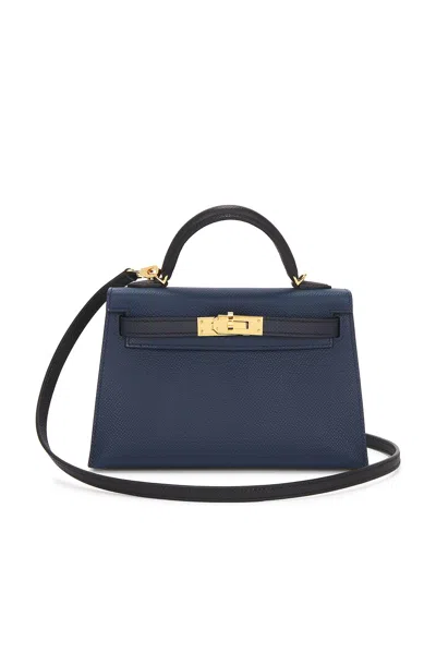 Pre-owned Hermes Veau Epsom Mini Kelly 2 Handbag In Indigo