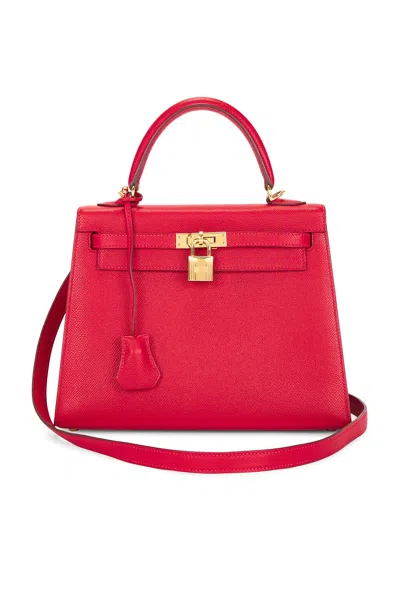 Pre-owned Hermes Veau Epsom Kelly 25 Handbag In Red