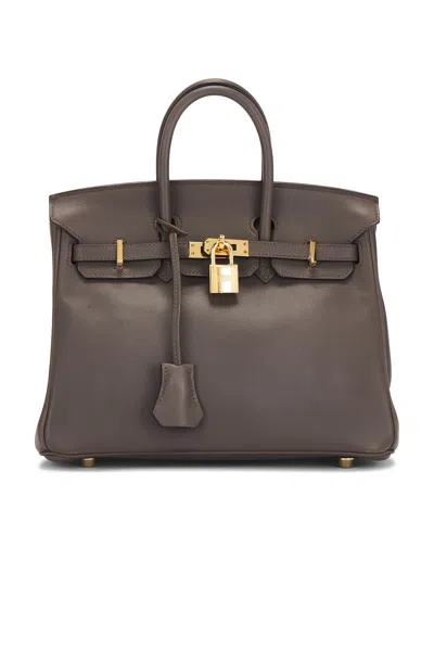 Pre-owned Hermes Veau Swift Birkin 25 Handbag In Etain
