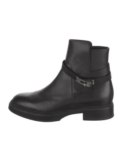 Pre-owned Hermes Veo Calfskin Boots In Black