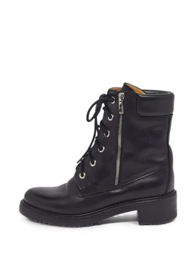 Pre-owned Hermes Veo Lace-up Combat Boots In Black
