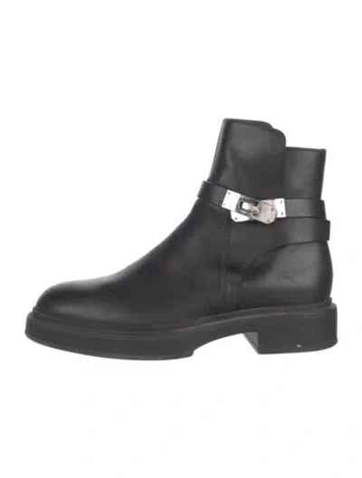 Pre-owned Hermes Veo Leather Chelsea Boots In Black