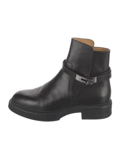 Pre-owned Hermes Veo Leather Moto Boots In Black