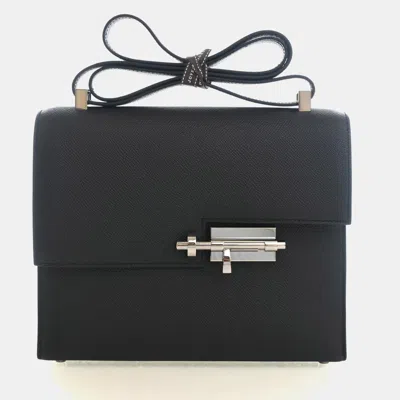 Pre-owned Hermes Verrou 21 Noir Epsom Leather Shoulder Bag In Black
