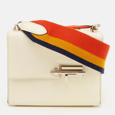 Pre-owned Hermes Verrou Chaine Mini Nata Mysore Leather Bag In White