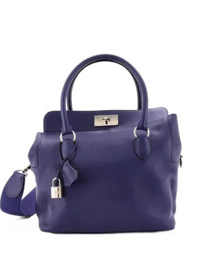 Pre-owned Hermes Verso Toolbox Bag Swift 26 Shoulder Bag In Blue